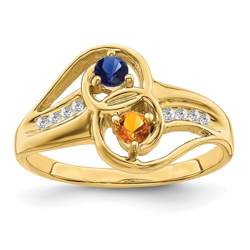 Diamond Accented 2-Stone Couple or Mother's Ring- Sparkle & Jade-SparkleAndJade.com XMR93/2GY