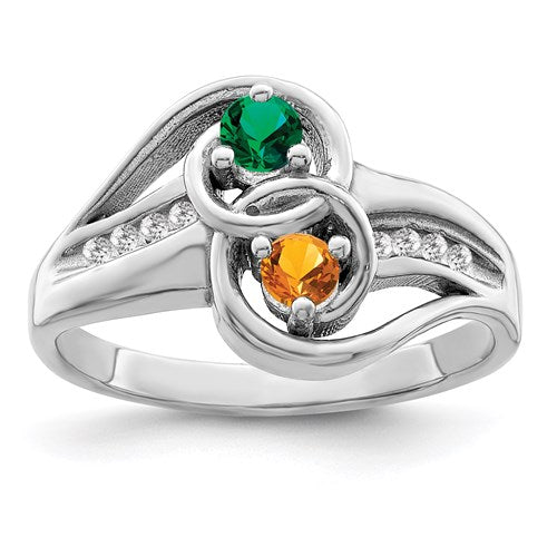 Diamond Accented 2-Stone Couple or Mother's Ring- Sparkle & Jade-SparkleAndJade.com XMR93/2SS