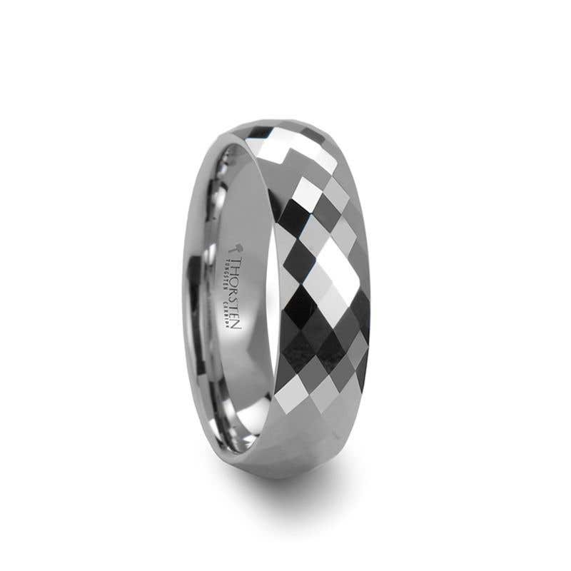 Diamond Faceted White Tungsten Ring - 2mm - 8mm - Scottsdale- Sparkle & Jade-SparkleAndJade.com W640-MDFW