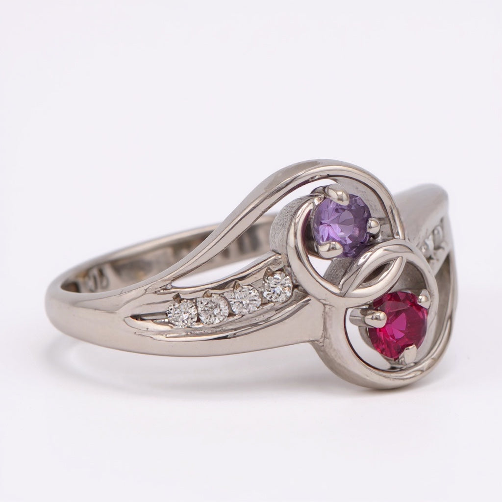 Diamond Accented 2-Stone Couple or Mother's Ring- Sparkle & Jade-SparkleAndJade.com 