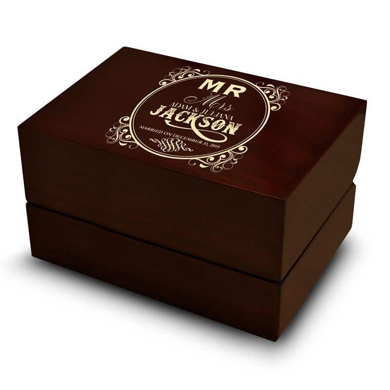Double Ring Box Wedding Rings Holder Brown Wood Personalized Two Rings- Sparkle & Jade-SparkleAndJade.com RB-DBL