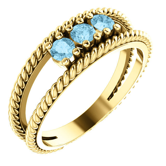 Double Roped Design Mother's Family Birthstone Ring- Sparkle & Jade-SparkleAndJade.com 