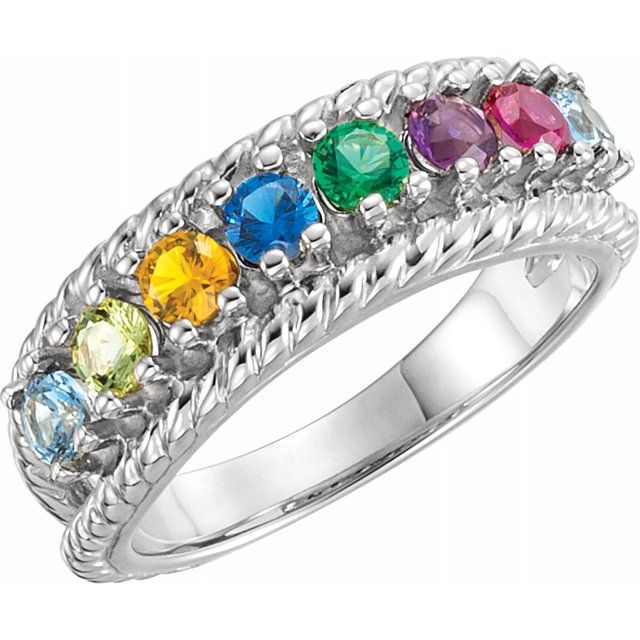 Double Roped Design Mother's Family Birthstone Ring- Sparkle & Jade-SparkleAndJade.com 4196