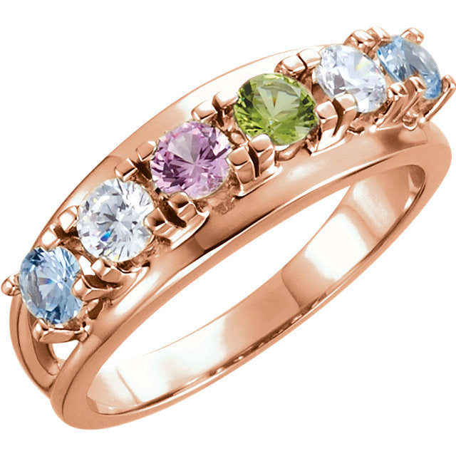 Family Ring Mothers Ring Stones Rose Gold Stones Engraved Mothers