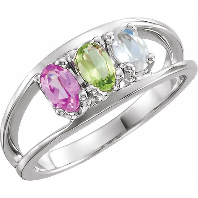 mom♡.リンク Personalized Double Split Shank Oval Birthstone Mother's