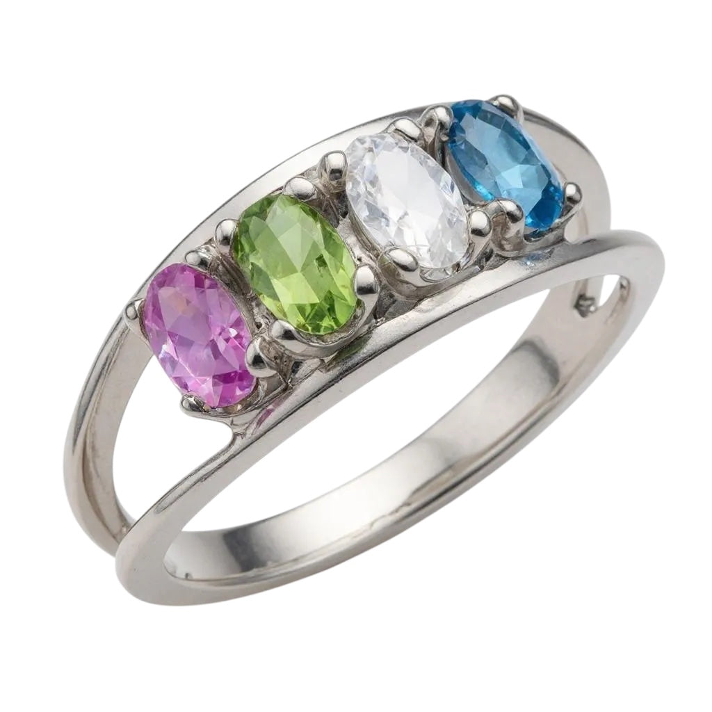 mama 専用リンク Personalized Double Split Shank Oval Birthstone Mother's