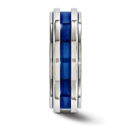 Edward Mirell Titanium Grooved Blue Anodized 7 mm Band- Sparkle & Jade-SparkleAndJade.com 