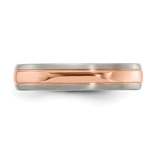Edward Mirell Titanium With 14K Rose Gold Inlay 5mm Band- Sparkle & Jade-SparkleAndJade.com 