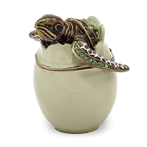 Enameled & Crystal Turtle Hatchling Trinket Box- Sparkle & Jade-SparkleAndJade.com BJ3054