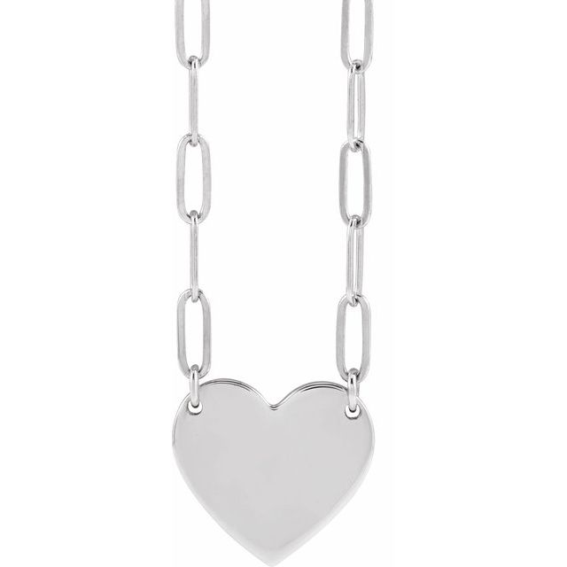 Engravable Heart 18" Elongated Cable Chain Necklace- Sparkle & Jade-SparkleAndJade.com 88397:100:P