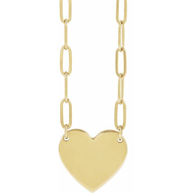 Engravable Heart 18" Elongated Cable Chain Necklace- Sparkle & Jade-SparkleAndJade.com 88397:102:P