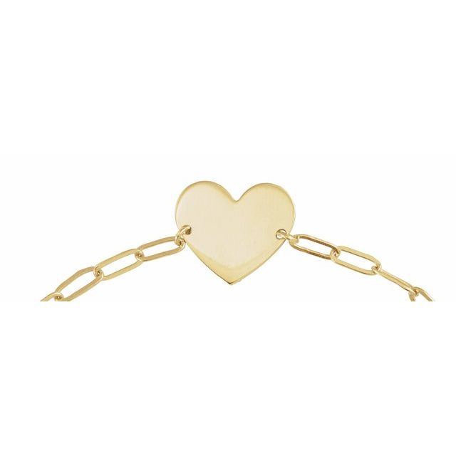 Engravable Heart 7" Elongated Cable Chain Bracelet- Sparkle & Jade-SparkleAndJade.com 