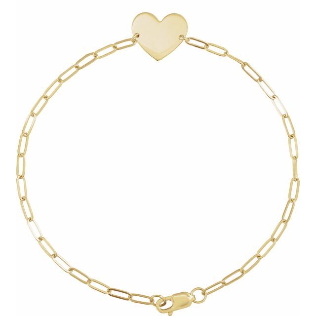 Engravable Heart 7" Elongated Cable Chain Bracelet- Sparkle & Jade-SparkleAndJade.com BRC908:101:P