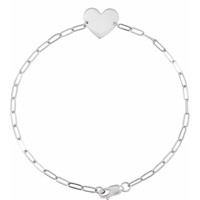 Engravable Heart 7" Elongated Cable Chain Bracelet- Sparkle & Jade-SparkleAndJade.com BRC908:103:P