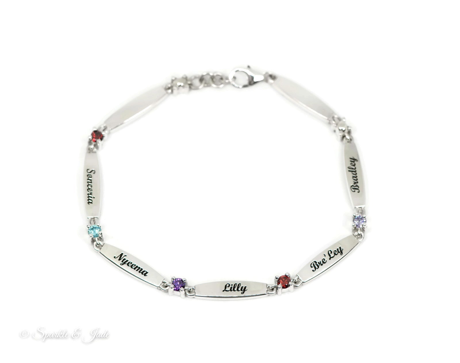 Personalized monogram disc bracelet with toggle and paper clip chain -  Choose Metal