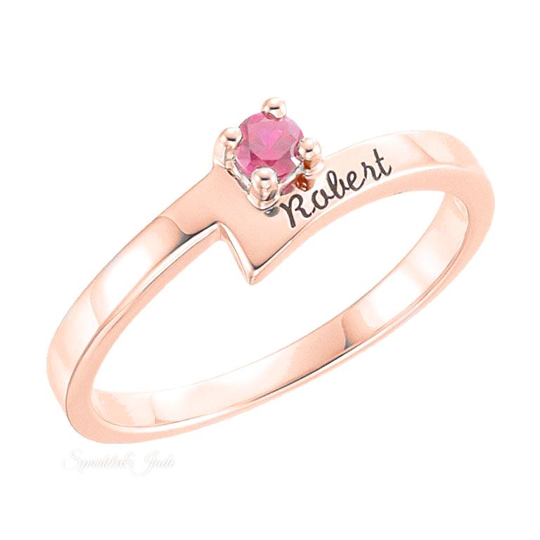Personalized Engraved Name Family Mother's Birthstone Ring