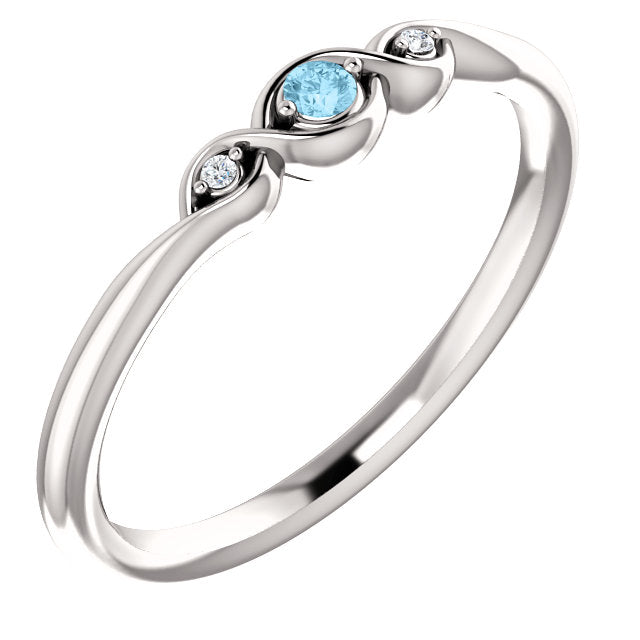 Family Mother's Infinity-Inspired Birthstone Diamond Alternating Ring- Sparkle & Jade-SparkleAndJade.com 