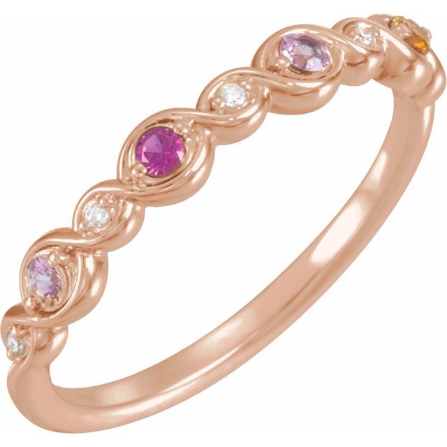 Family Mother's Infinity-Inspired Birthstone Diamond Alternating Ring- Sparkle & Jade-SparkleAndJade.com 72030