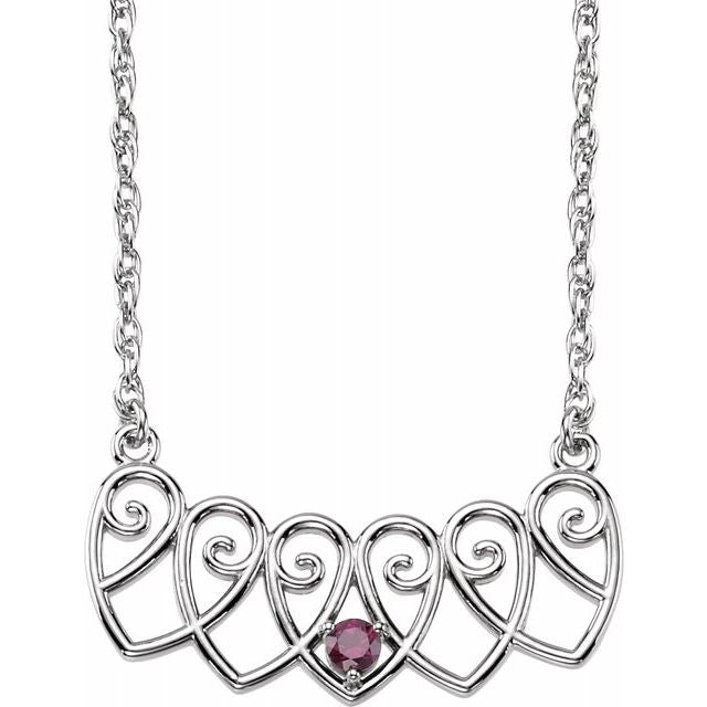 Filigree Heart Mother's Family Birthstone Necklace- Sparkle & Jade-SparkleAndJade.com 85613