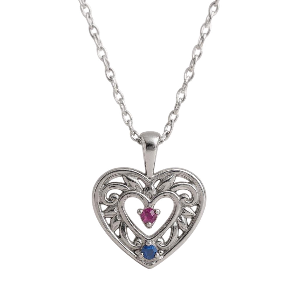 Filigree Heart Mother's Family Birthstone Pendant or Necklace- Sparkle & Jade-SparkleAndJade.com 
