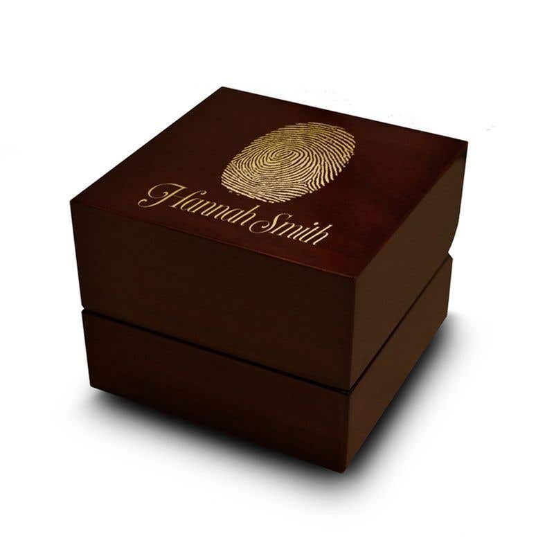 Fingerprint Engraved Wood Ring Box Chocolate Dark Wood Personalized Wooden Wedding Ring Box- Sparkle & Jade-SparkleAndJade.com FPRB-CHPL
