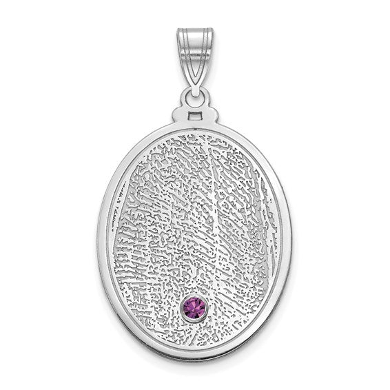 Fingerprint with Crystal Birthstone Charm Pendant- Sparkle & Jade-SparkleAndJade.com 
