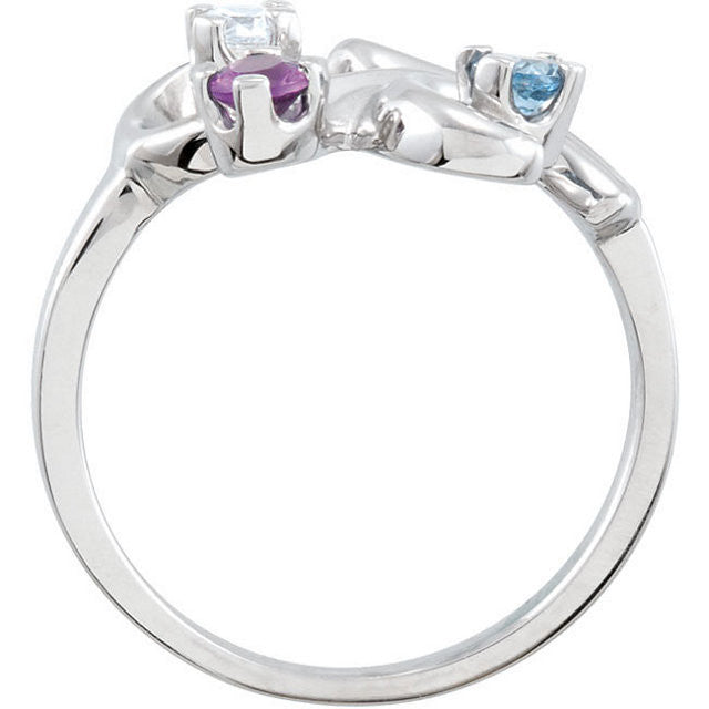Fleur Swirl Design Mother's Family Birthstone Ring- Sparkle & Jade-SparkleAndJade.com 