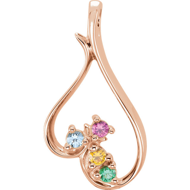 Freeform Heart Inspired Mother's Family Birthstone Pendant or Necklace- Sparkle & Jade-SparkleAndJade.com 81338
