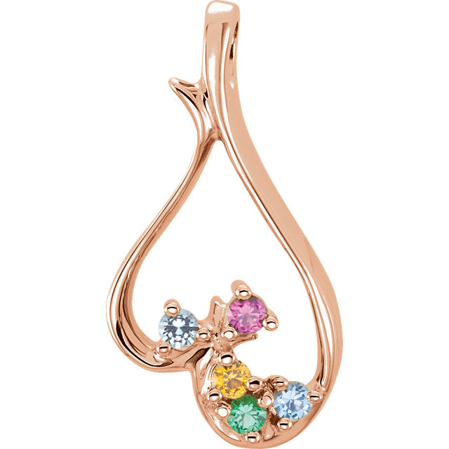 Freeform Heart Inspired Mother's Family Birthstone Pendant or Necklace- Sparkle & Jade-SparkleAndJade.com 81338