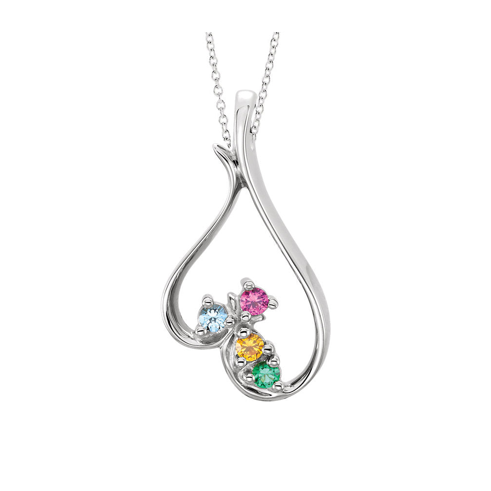 Freeform Heart Inspired Mother's Family Birthstone Pendant or Necklace- Sparkle & Jade-SparkleAndJade.com 