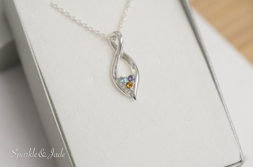 Freeform Infinity Inspired Mother's Family Birthstone Necklace- Sparkle & Jade-SparkleAndJade.com 