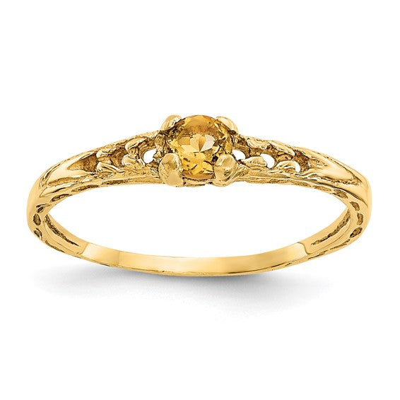 14k Yellow Gold Children's 3mm Genuine Stone Birthstone Ring- Sparkle & Jade-SparkleAndJade.com GK134