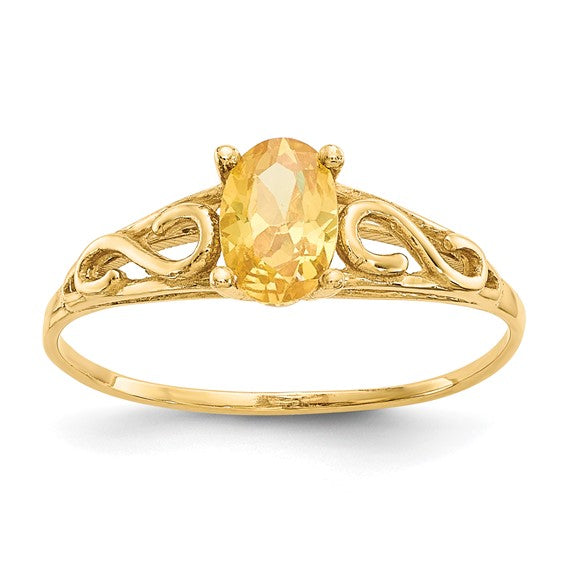 14k Yellow Gold Children's Oval Birthstone Ring- Sparkle & Jade-SparkleAndJade.com GK285