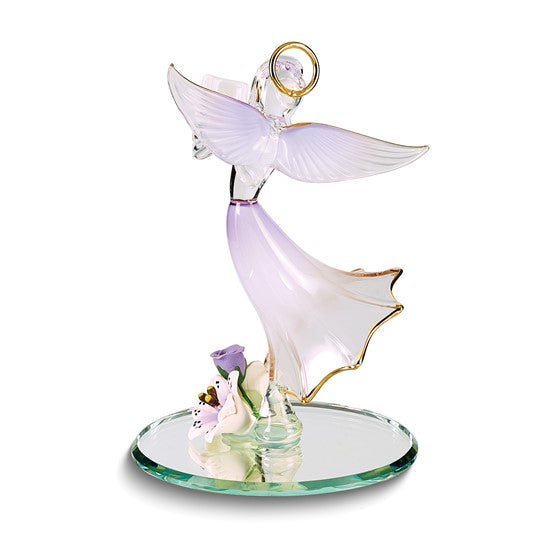 Glass Baron Lavender Angel With Bible Glass Figurine- Sparkle & Jade-SparkleAndJade.com GL840 A2 869B