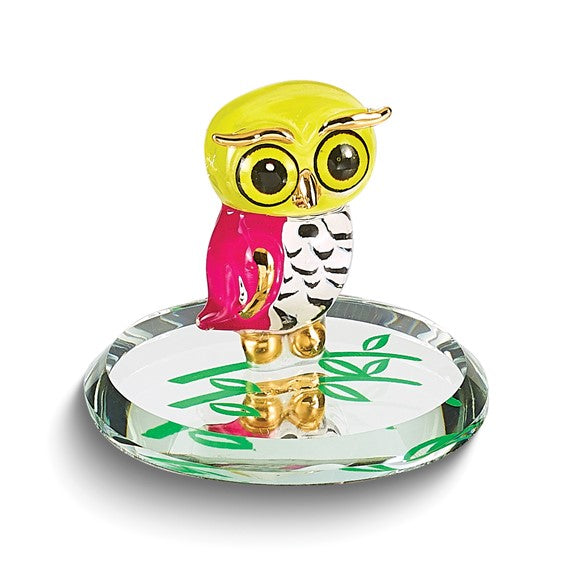 Glass Baron Little Pink and Yellow Owl Owlet Figurine- Sparkle & Jade-SparkleAndJade.com S1 354