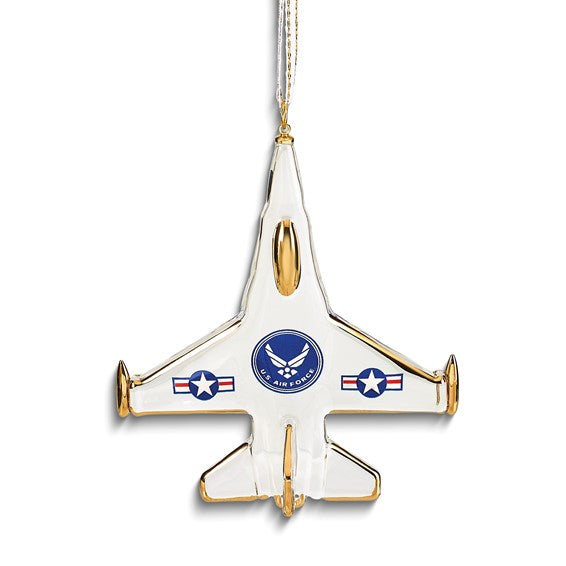 Glass Baron US Air Force Logo F-16 Jet Glass Ornament- Sparkle & Jade-SparkleAndJade.com GM25003