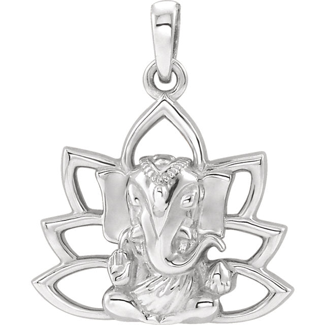 Ganesha Elephant Lotus Pendant or 16-18" Necklace- Sparkle & Jade-SparkleAndJade.com 86942:105:P