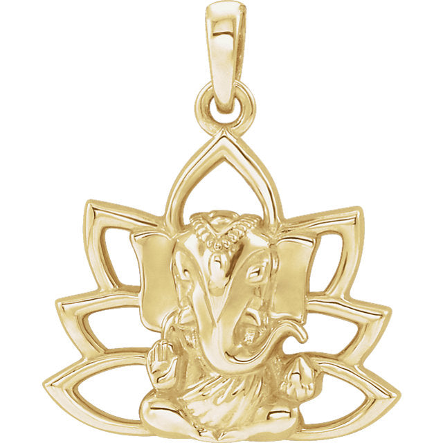 Ganesha Elephant Lotus Pendant or 16-18" Necklace- Sparkle & Jade-SparkleAndJade.com 86942:102:P