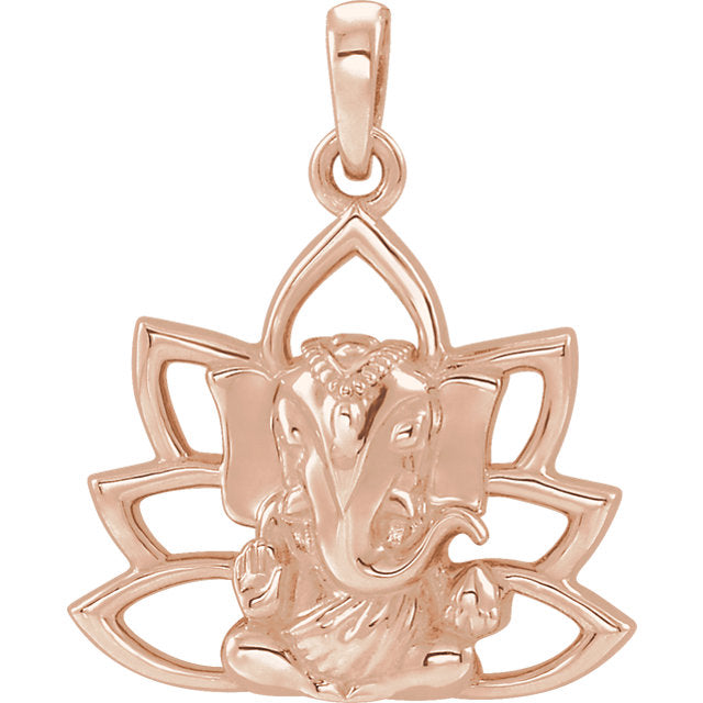 Ganesha Elephant Lotus Pendant or 16-18" Necklace- Sparkle & Jade-SparkleAndJade.com 86942:103:P