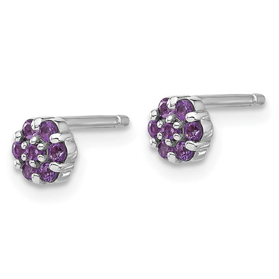 Sterling Silver Gemstone Flower Post Earrings- Sparkle & Jade-SparkleAndJade.com 