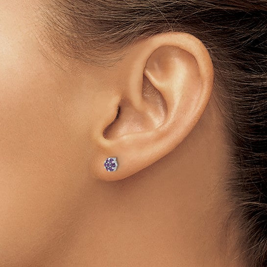 Sterling Silver Gemstone Flower Post Earrings- Sparkle & Jade-SparkleAndJade.com 