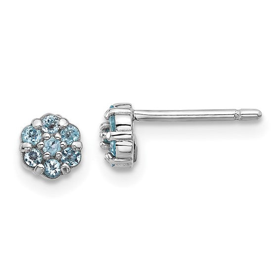 Sterling Silver Gemstone Flower Post Earrings- Sparkle & Jade-SparkleAndJade.com QE17760BT