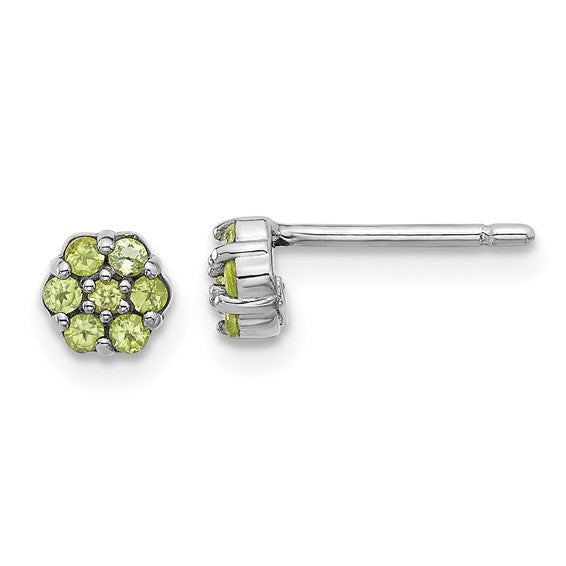 Sterling Silver Gemstone Flower Post Earrings- Sparkle & Jade-SparkleAndJade.com QE17760PE