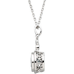 Genuine Aquamarine & Diamond Pendant - 14k White Gold or Sterling Silver- Sparkle & Jade-SparkleAndJade.com 