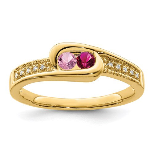 Genuine Diamond Accented Mother's Family Birthstone Ring- Sparkle & Jade-SparkleAndJade.com XMR39/2
