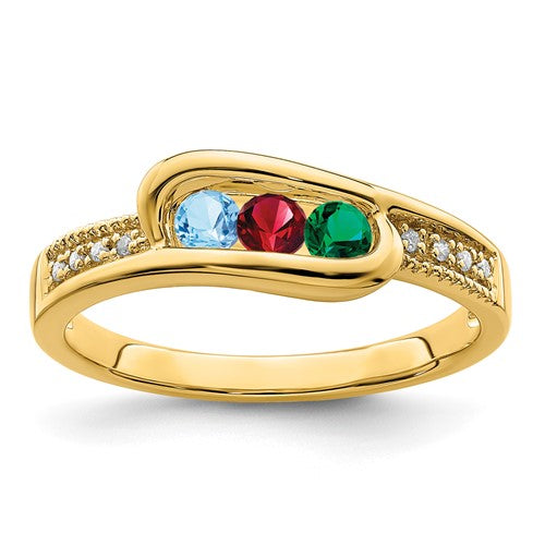 Genuine Diamond Accented Mother's Family Birthstone Ring- Sparkle & Jade-SparkleAndJade.com XMR39/3