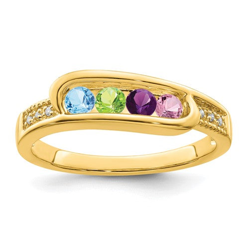 Genuine Diamond Accented Mother's Family Birthstone Ring- Sparkle & Jade-SparkleAndJade.com XMR39/4