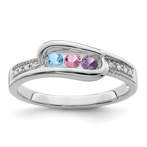 Genuine Diamond Accented Mother's Family Birthstone Ring- Sparkle & Jade-SparkleAndJade.com XMRW39/3