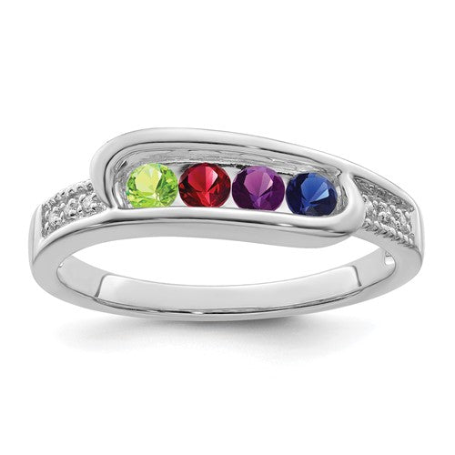 Genuine Diamond Accented Mother's Family Birthstone Ring- Sparkle & Jade-SparkleAndJade.com XMRW39/4
