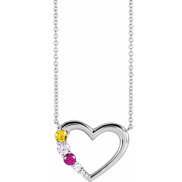 Love Heart Initial Necklace Silver, 16-18 D / High Polished